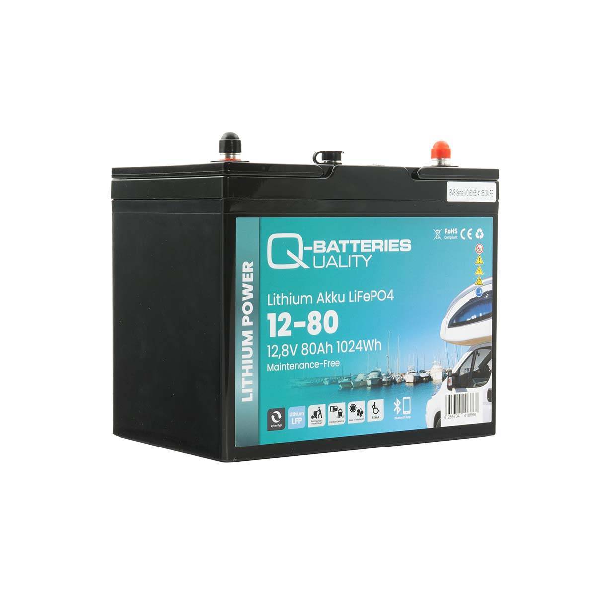Q-Batteries 12-80 LiFePO4 Akku 12,8V 80Ah mit Bluetooth