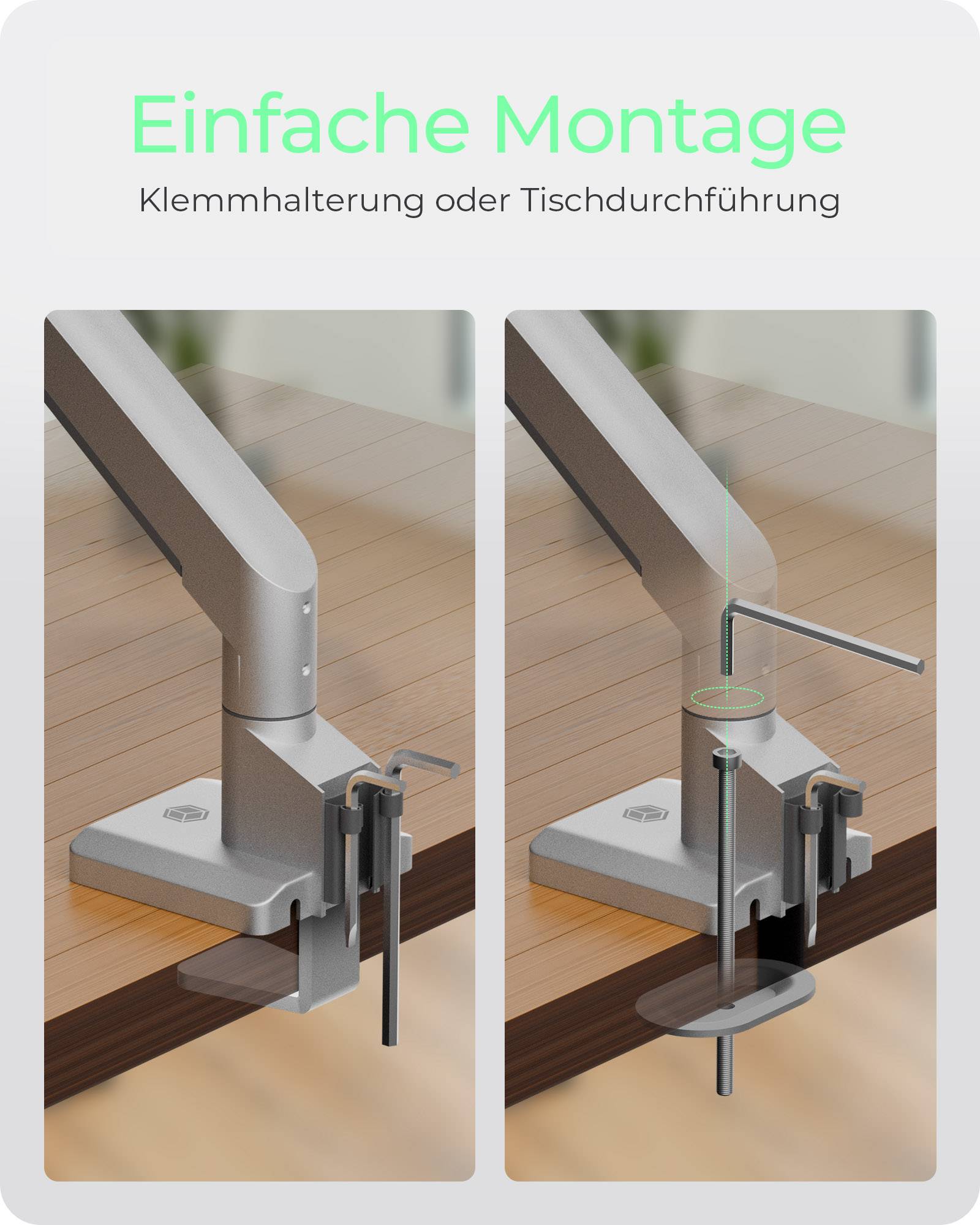 ICY BOX IB-MS523-T, Monitorständer mit Tischhalterung für einen Monitor bis zu 32" (81 cm), Klemme/Durchführung, 9 kg, 43,2 cm (17"), 81,3 cm (32")