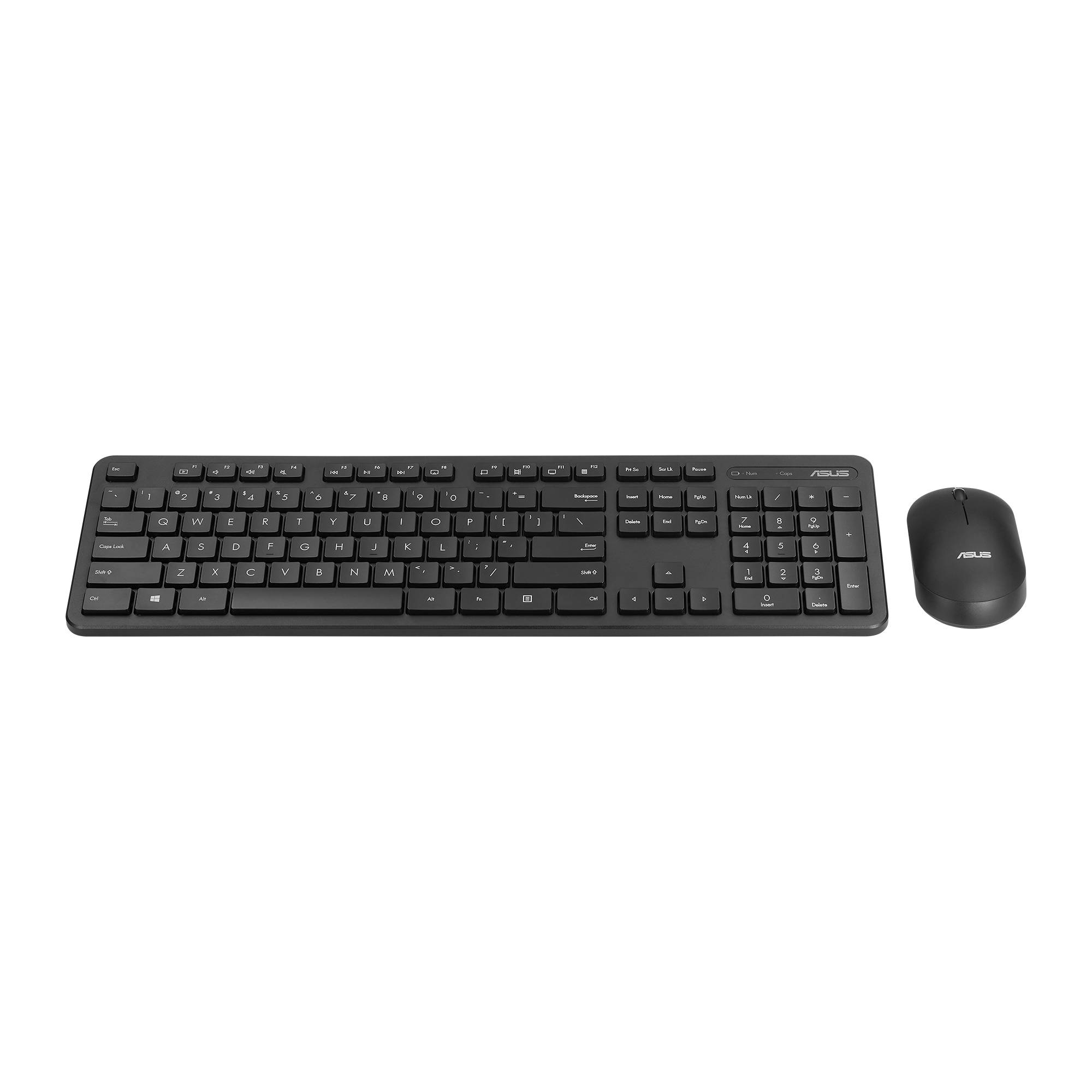ASUS CW100, Volle Größe (100%), Kabellos, RF kabellos + USB, Optischer Schlüsselschalter, Schwarz, Maus enthalten