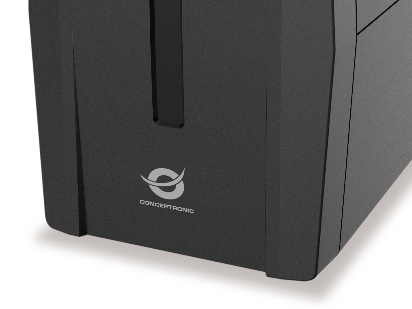 Conceptronic ZEUS01G 650VA 360W USV, 2x UK-Steckdosen, HID-USB, RJ45 Ein/Aus, mit AVR-Funktion, Line-Interaktiv, 0,65 kVA, 360 W, 220 V, 240 V, 220