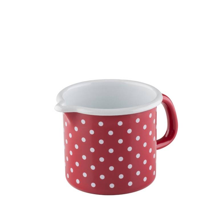 Riess Schnabeltopf ⌀10cm 3/4L Pünktchen Rot Emaille