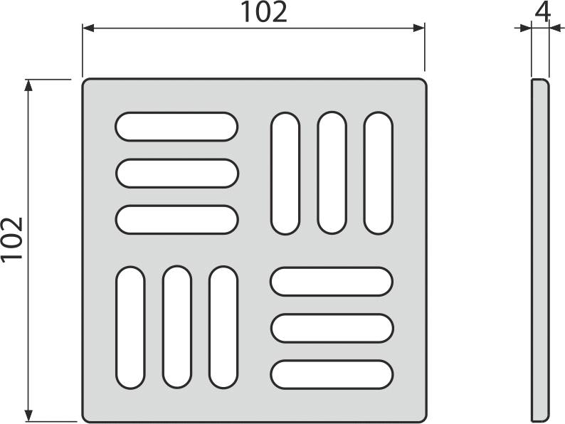 AlcaDrain Rost für Edelstahl Bodenablauf 102×102 mm Edelstahl-Matt