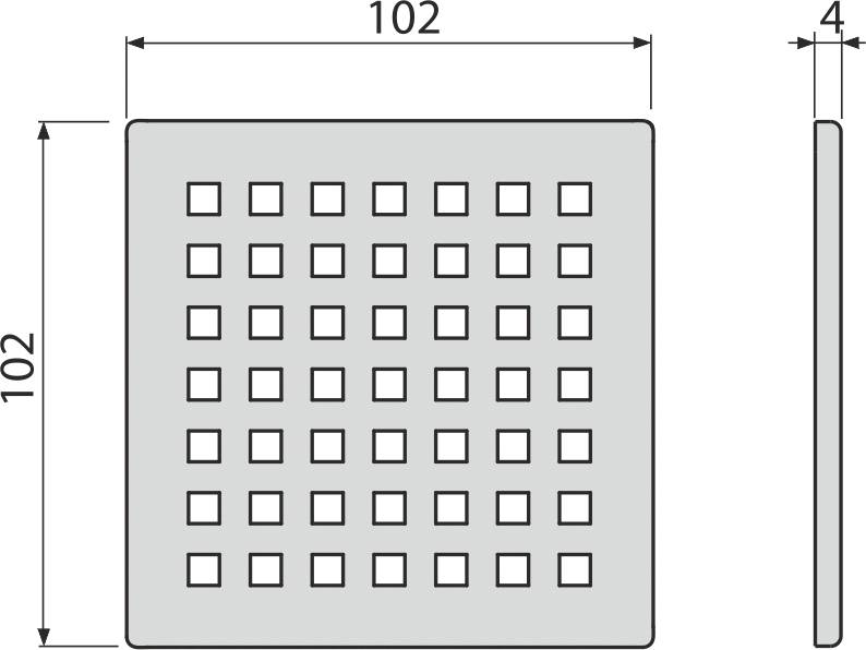 AlcaDrain grille pour caniveau de sol inox 102×102 mm inox mat