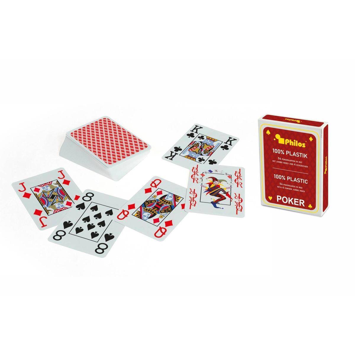 Pokerkarten, rot, Plastik