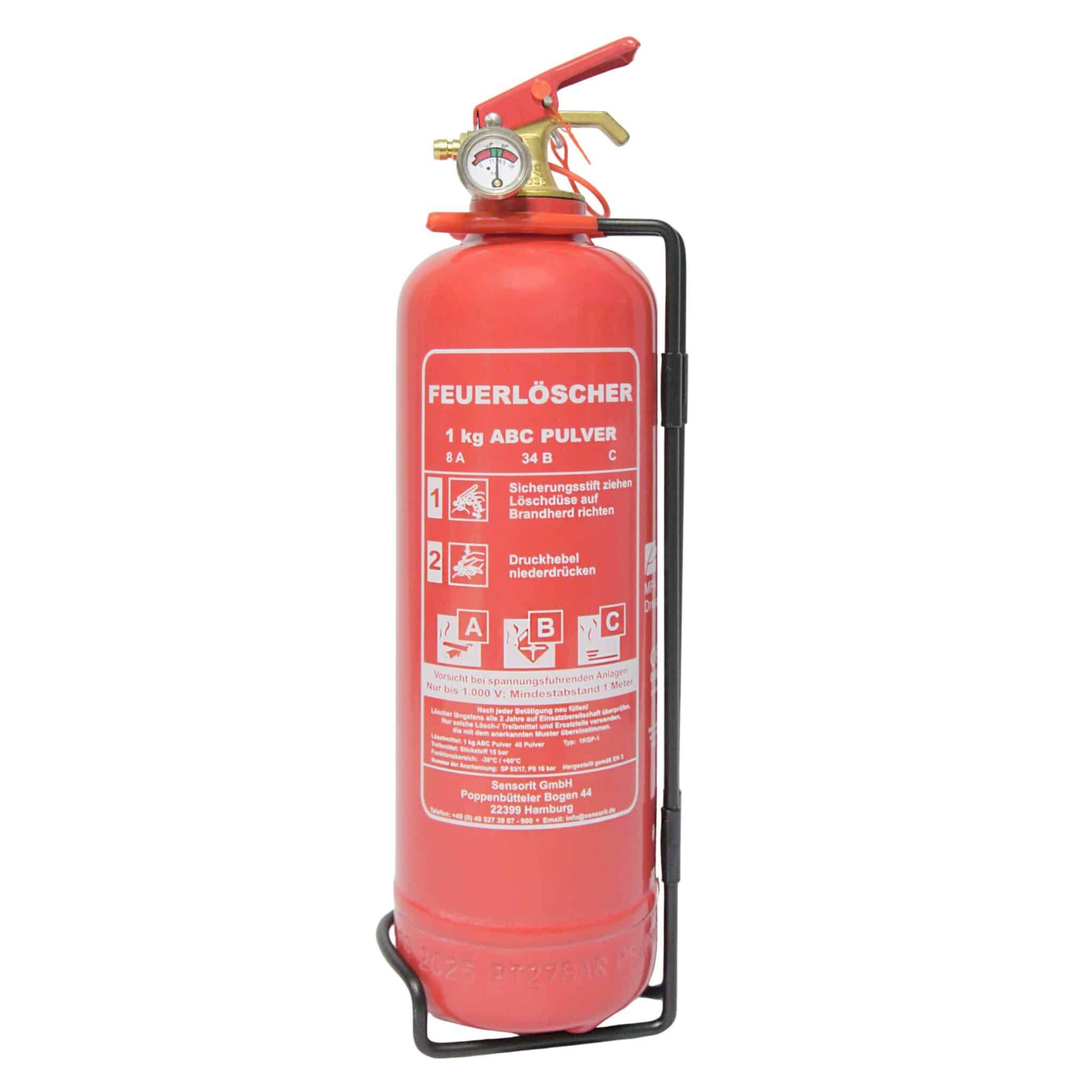 Feuerlöscher 1kg, Pulverlöscher, Autolöscher, Pulver Feuerlöscher inkl. Halterung und Instandhaltungsschild