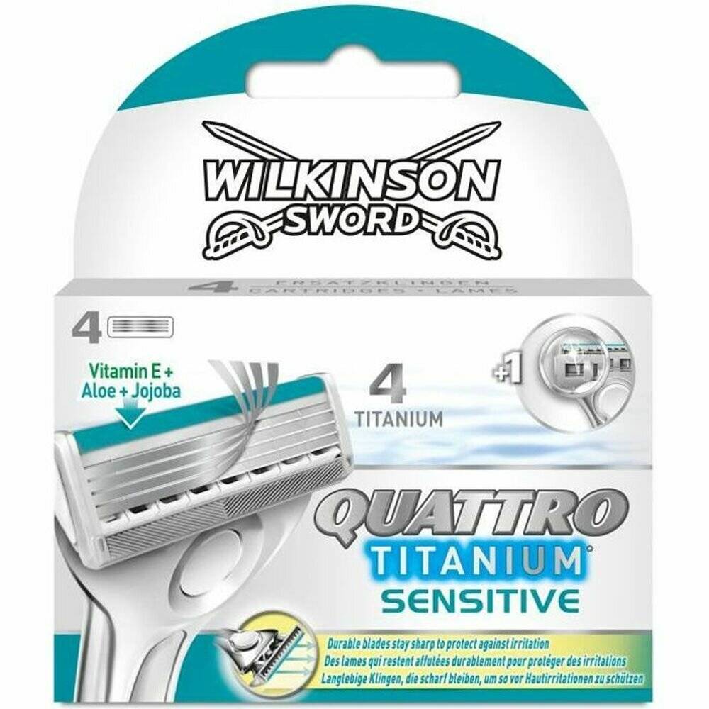 WILKINSON SWORD Quattro Titanium Sensitive Rasierklingen, 4 St