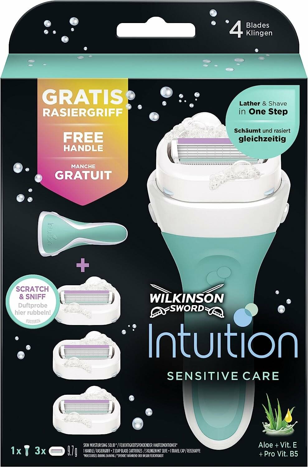 Women´s shaver Intuition Sensitiv e handle + 3 different heads