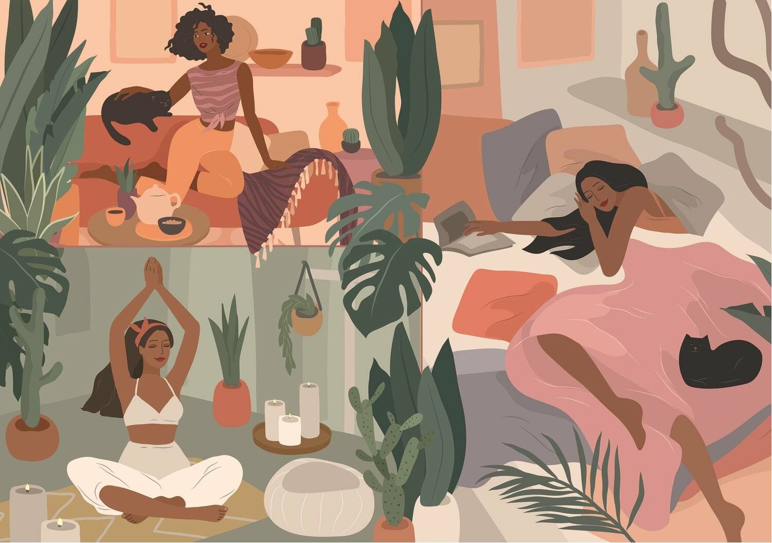 TREFL Puzzle UFT Yoga, Katzen & Kaffee: Guten Morgen 1000 Teile