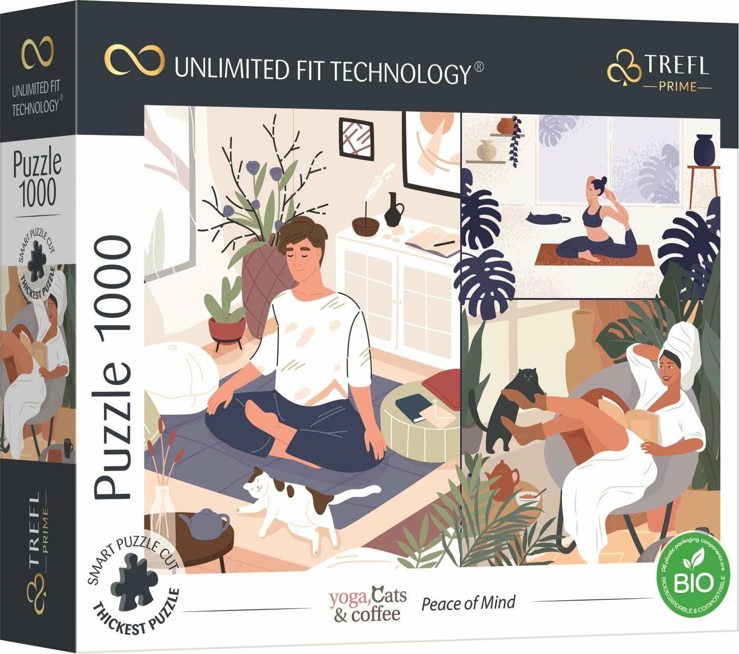 TREFL Puzzle UFT Yoga, Cats & Coffee: Seelenfrieden 1000 Teile