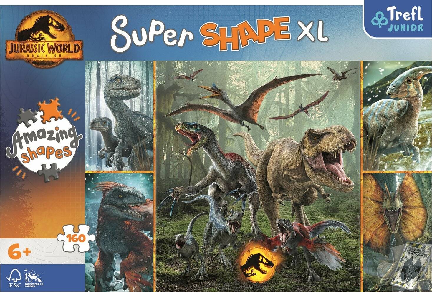 TREFL Puzzle Super Shape XL Jurassic World: Ungewöhnliche Dinosaurier 160 Teile