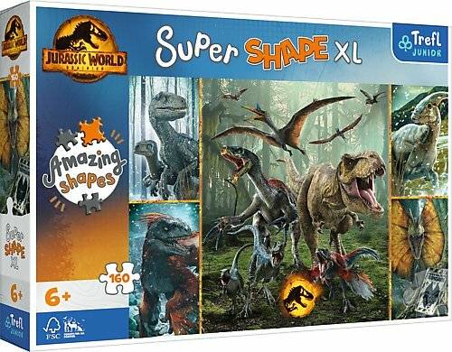 TREFL Puzzle Super Shape XL Jurassic World: Ungewöhnliche Dinosaurier 160 Teile