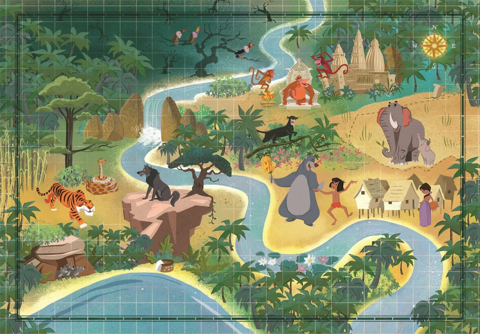 Clementoni - Story Maps Puzzle - Disney Dschungelbuch ( 1000 Teile) ( 39813)