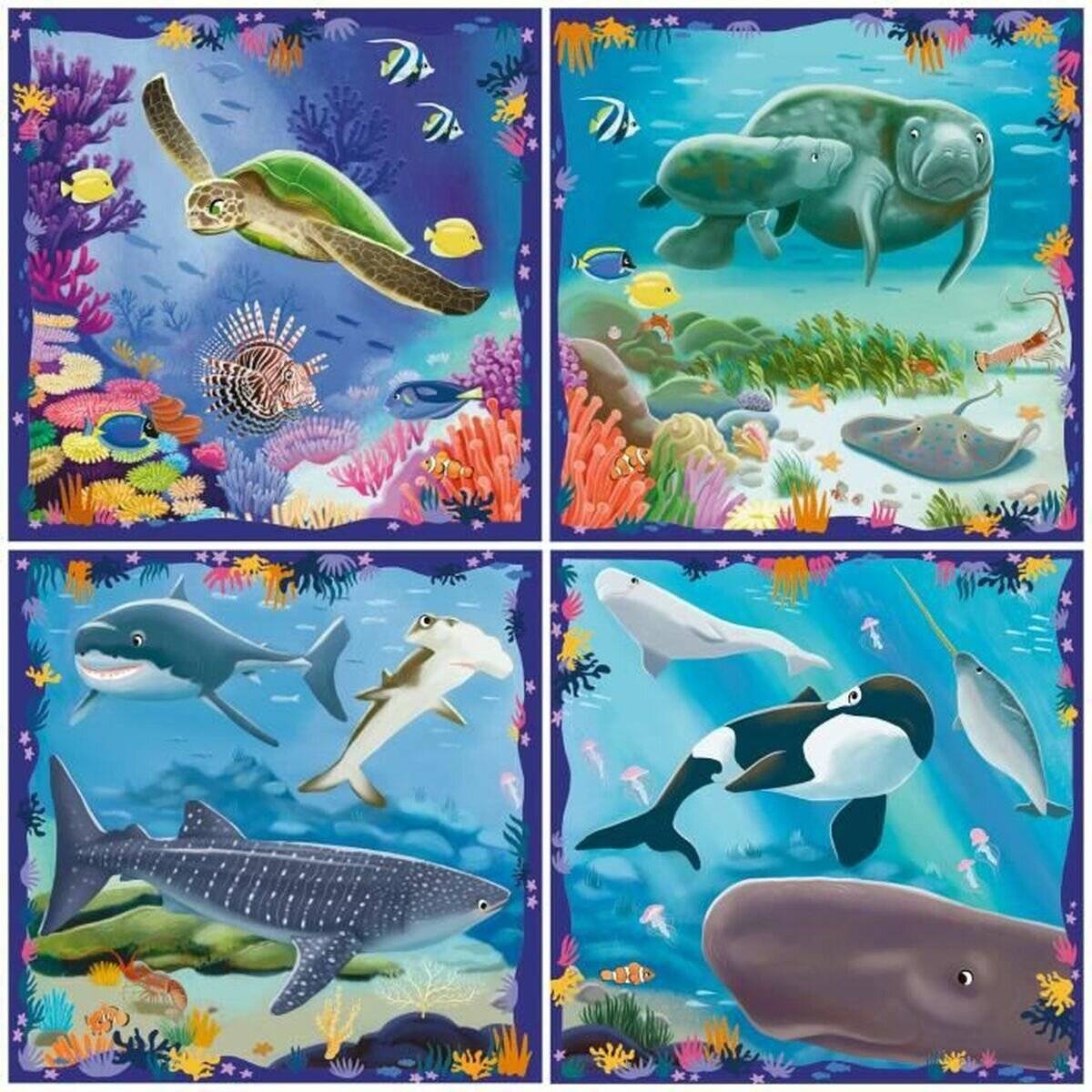 Puzzle UP! Meerestiere von Ravensburger, 4 Puzzles