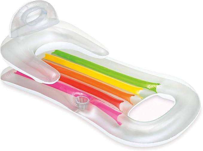 Intex | 58802EU Luftmatratze King Kool | Lounge Farbe: Weiß/Transparent | ideal für Strand und Badesee