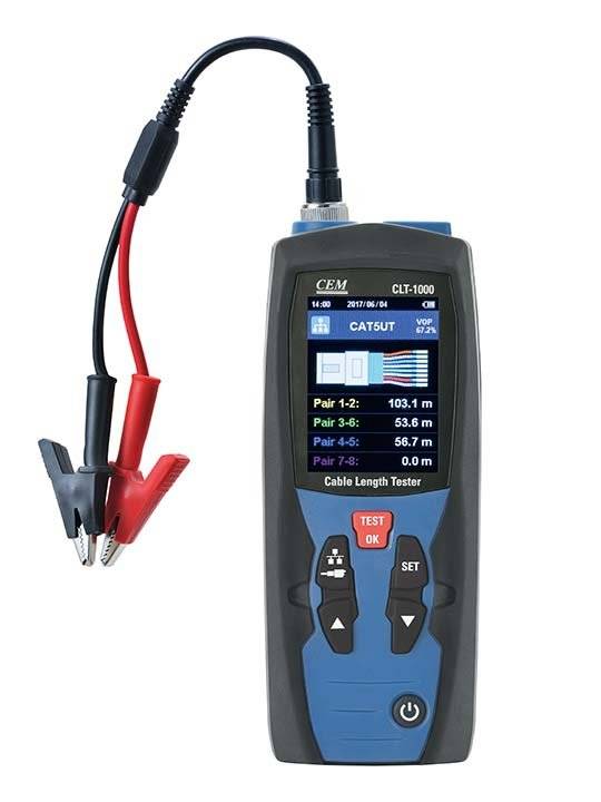 CEM CLT-1000 Kabellängen-Messgerät, für Strom- | Telefon- | CAT V- | LAN-Kabel. Max. 3,0 km