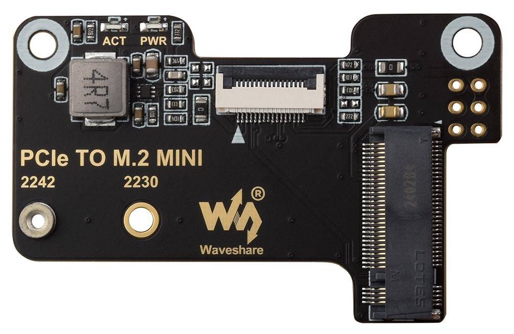 Waveshare PCIe to M.2 MINI Adapter für Raspberry Pi 5, NVMe, Gen2/Gen3, 2230/2242