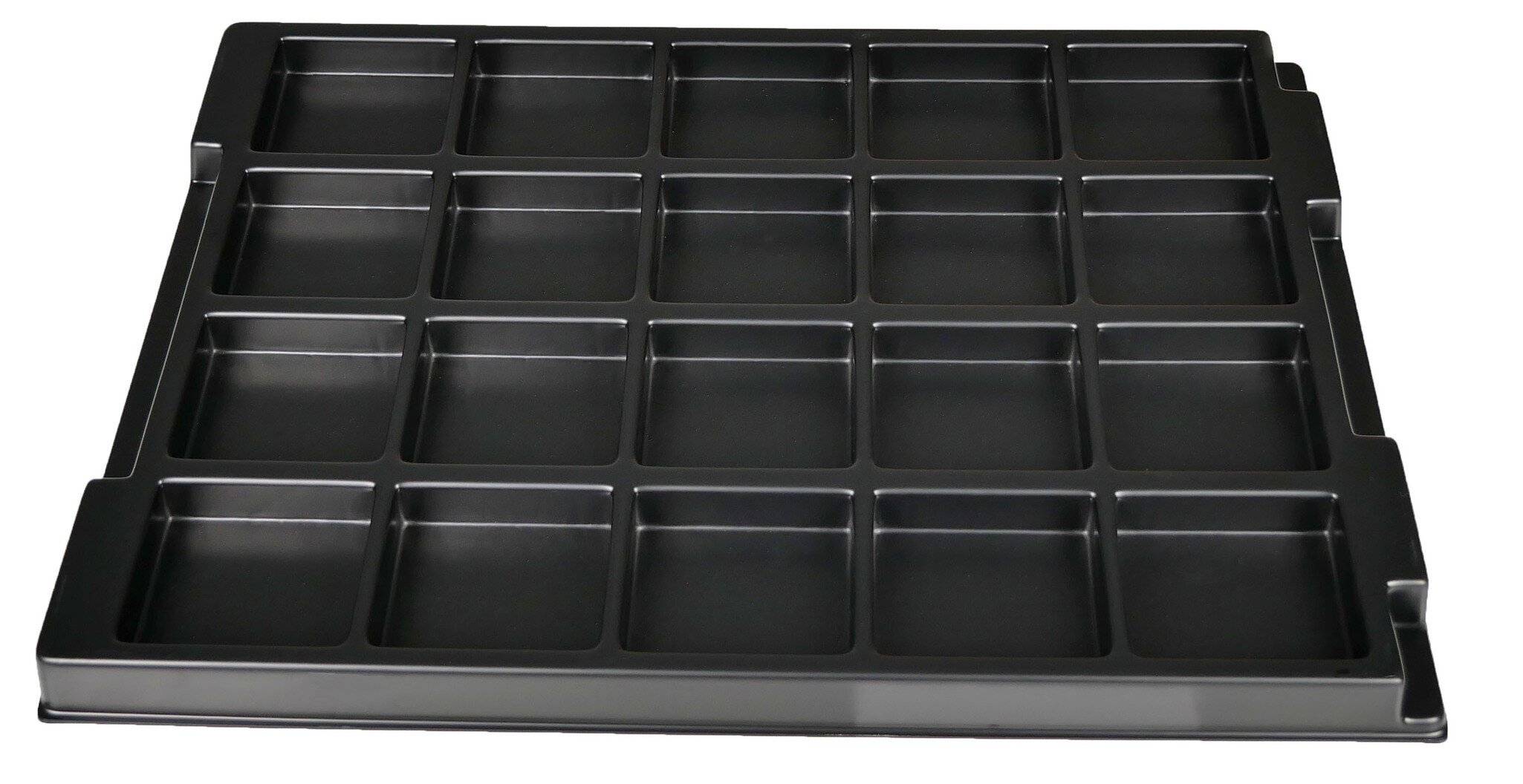 ESD Einlage für Eurokasten 1 und 2, 20 Vertiefungen, 355 x 253 x 20 mm