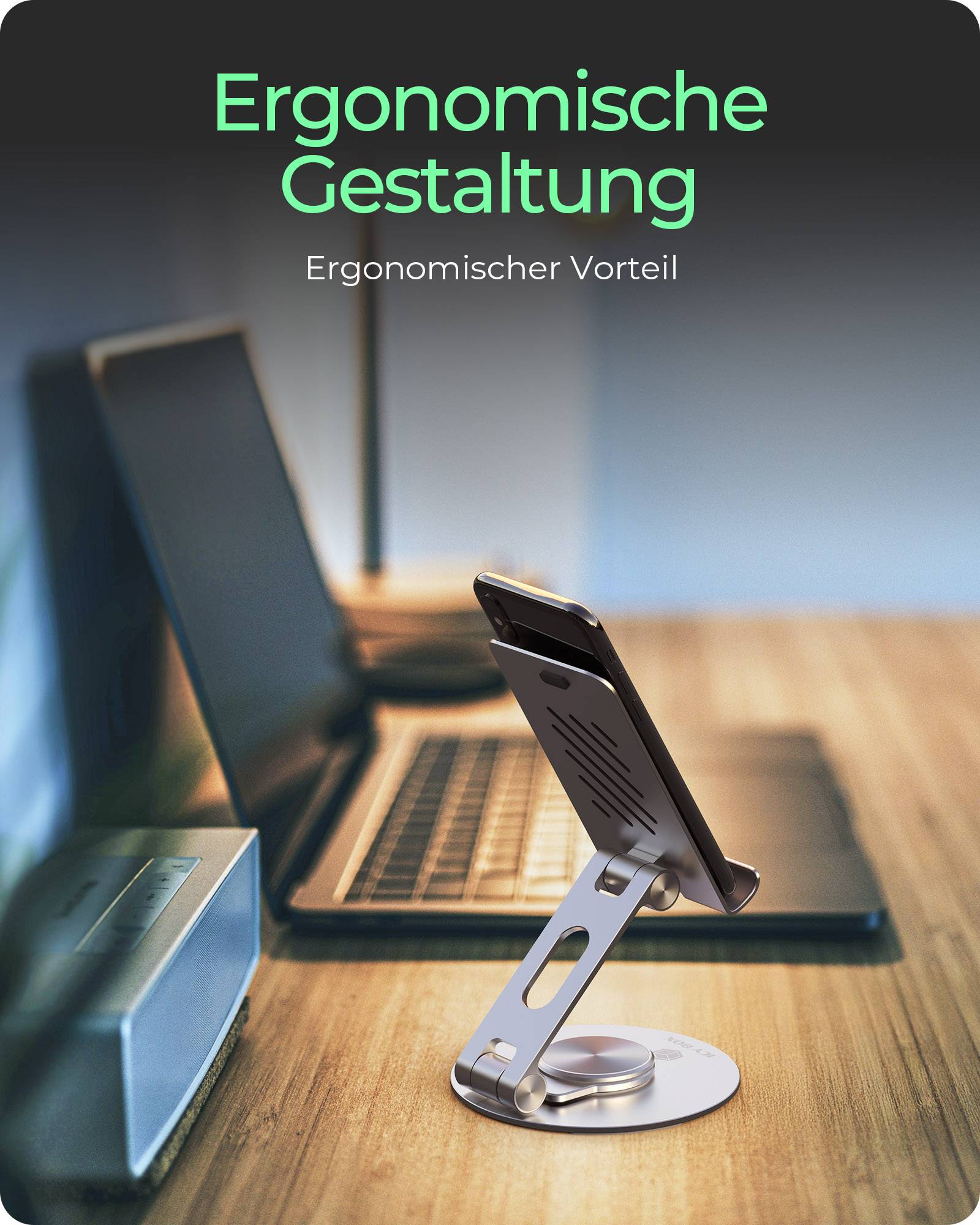 ICY BOX IB-TH201-R, Tablet & Smartphone Halter, rotierend, höhenverstellbar, Aluminium, für Tablets bis 12,9" (32,8 cm), Handy/Smartphone, Tablet/UM