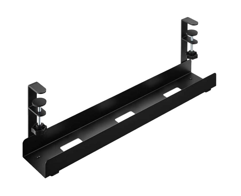 ICY BOX IB-EWA101B-CM, Kabelmanagementlösung für Schreibtisch, ohne Bohren, Kabelrinne, Tisch/Bank, Metall, Schwarz