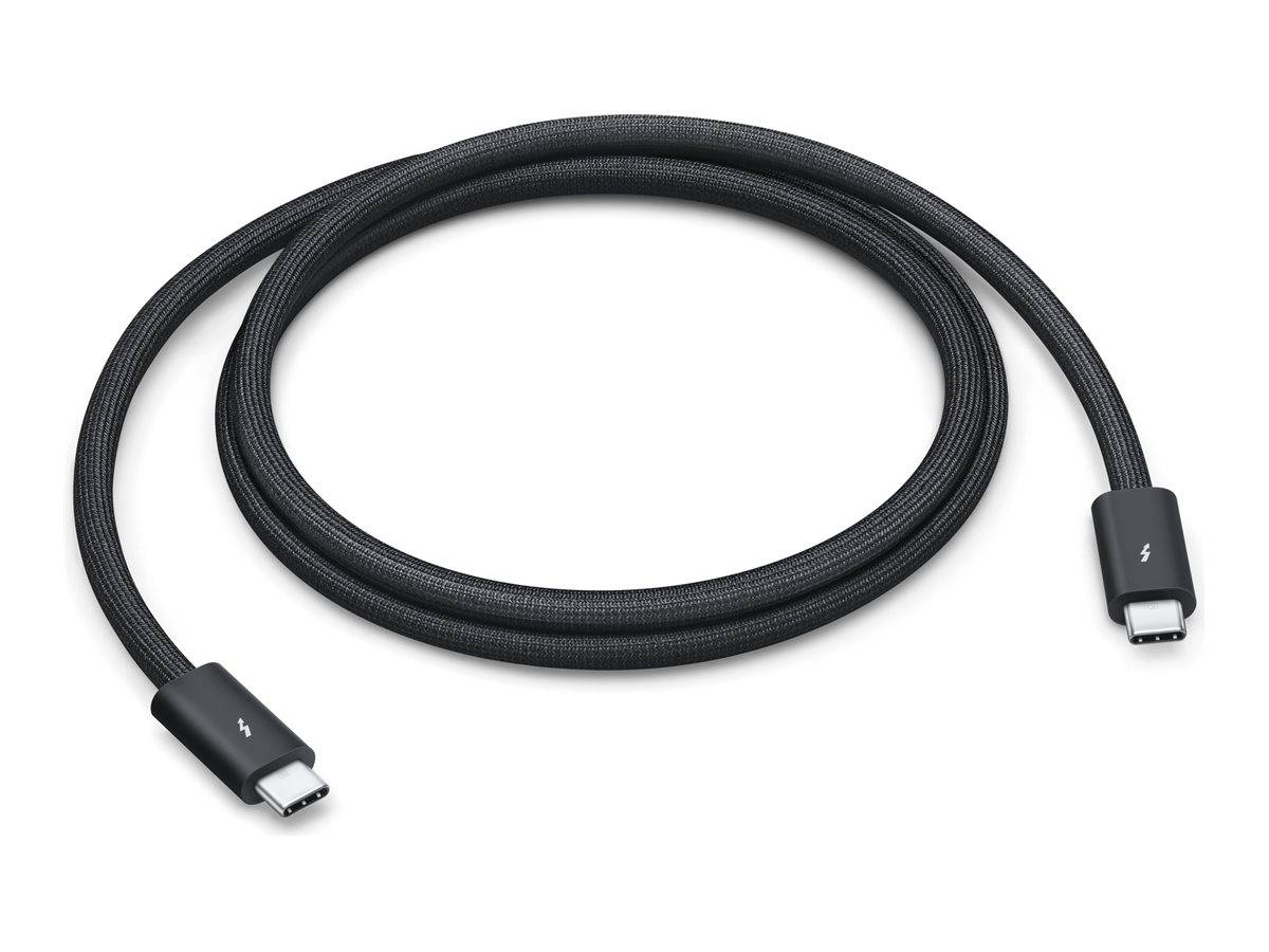 Ein gewendeltes USB-C zu USB-C Kabel, schwarz, mit verstärkten Anschlüssen.