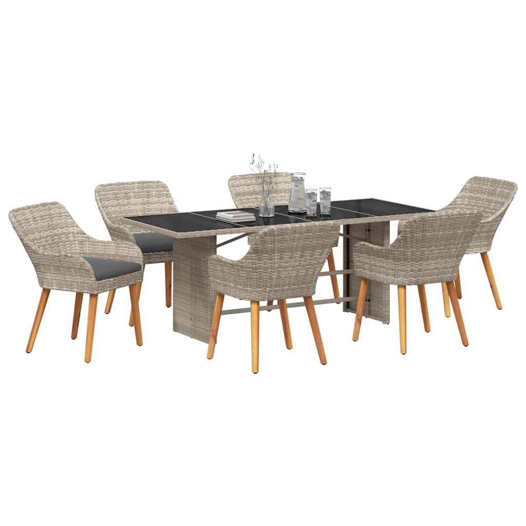 vidaXL Garten Essgruppe 7 pcs Hellgrau Poly-Rattan