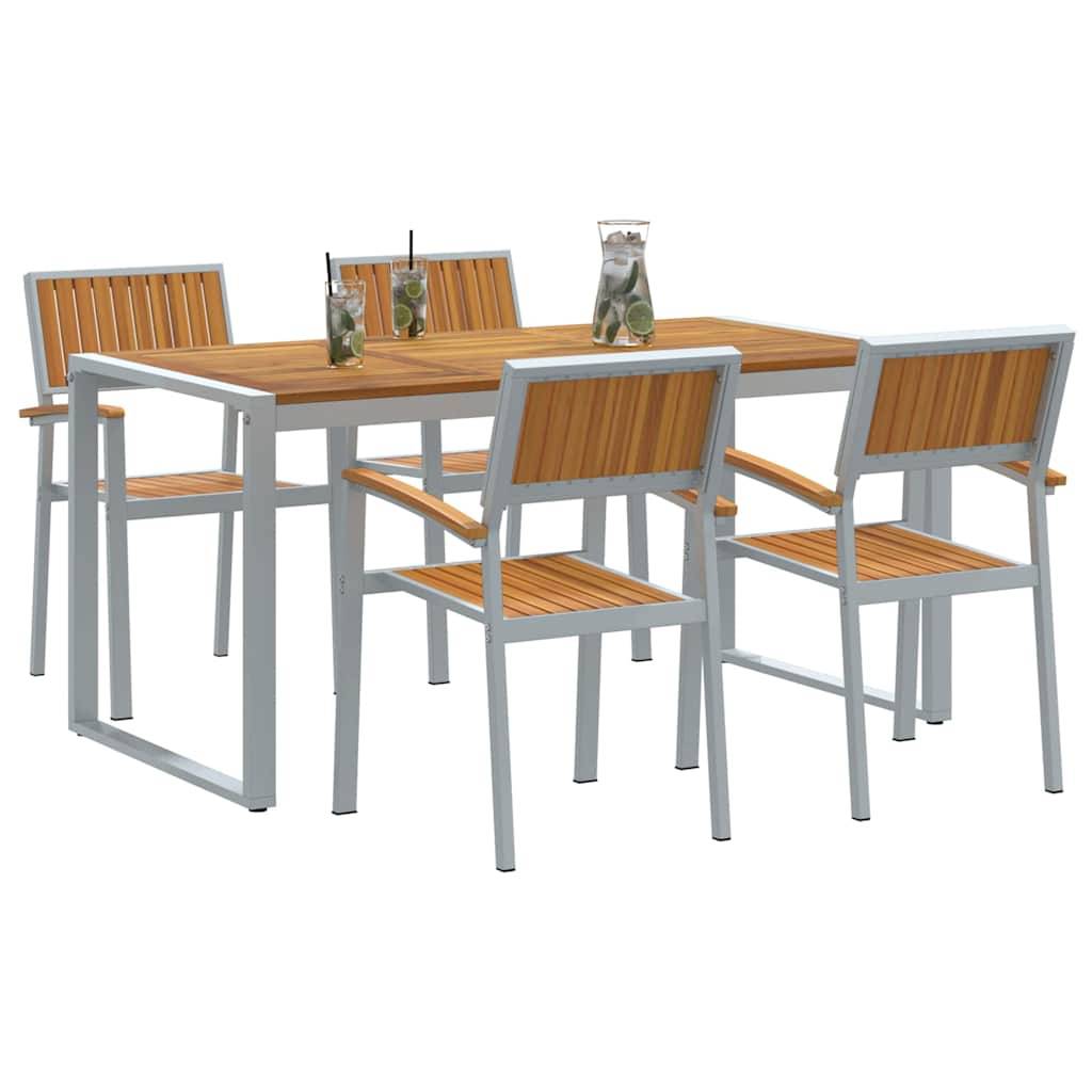 vidaXL Garten Essgruppe 5 pcs Grau Massivholz Akazie