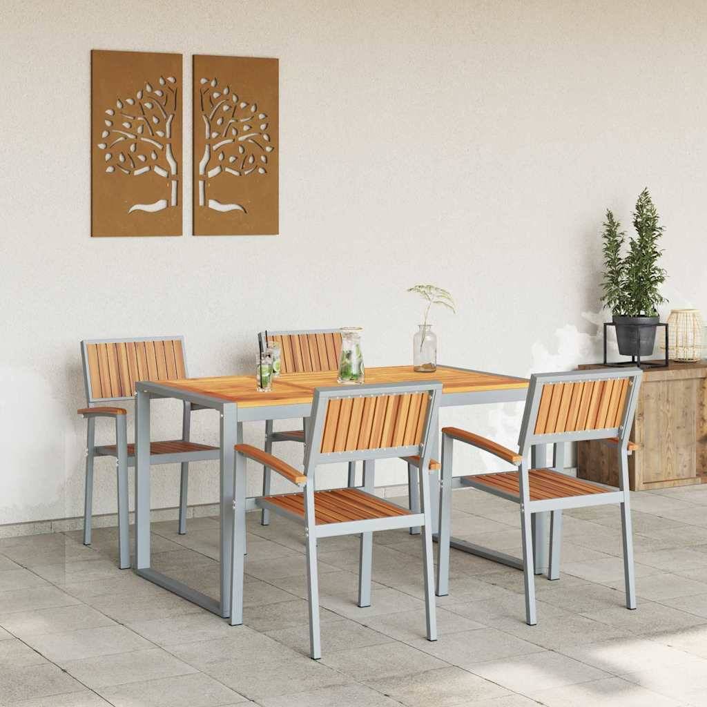 vidaXL Garten Essgruppe 5 pcs Grau Massivholz Akazie