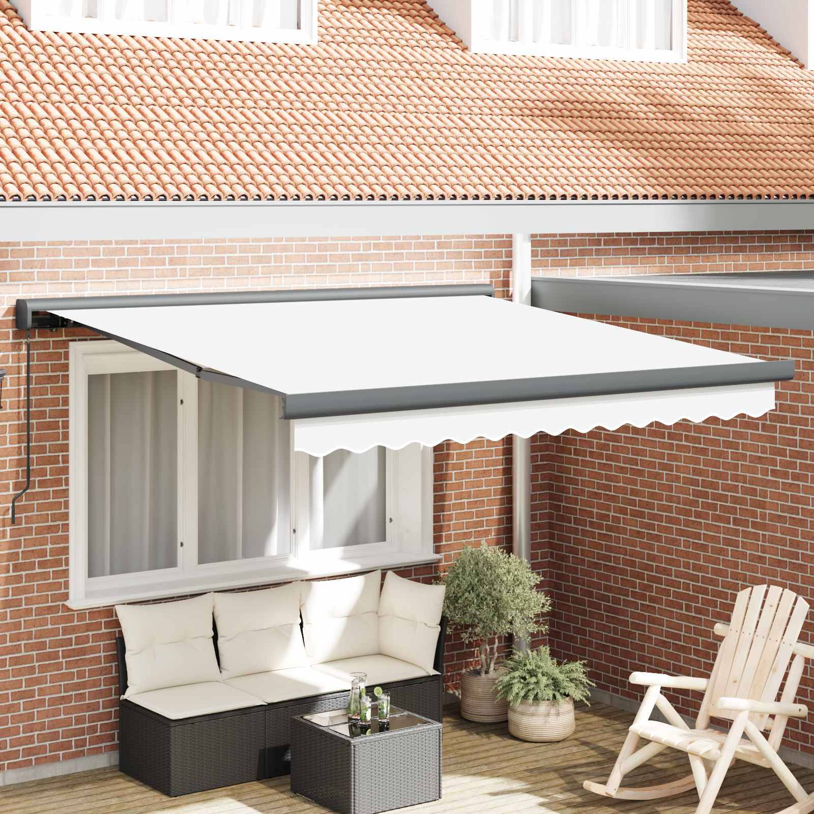 vidaXL Einziehbare Markise Weiß 300 x 250 cm Stoff und Metall