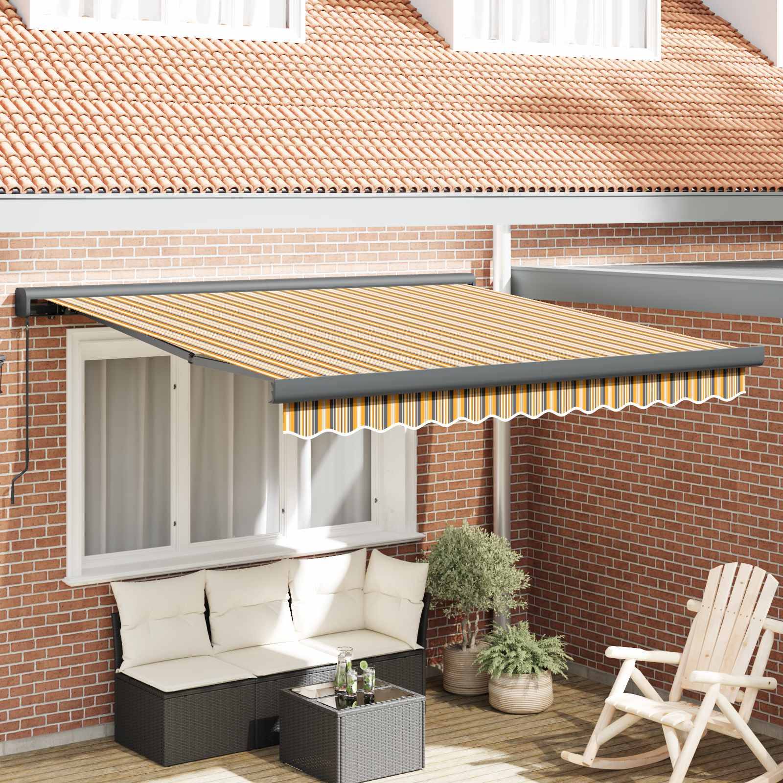 vidaXL Einziehbare Markise Mehrfarbig 350 x 250 cm Stoff und Metall