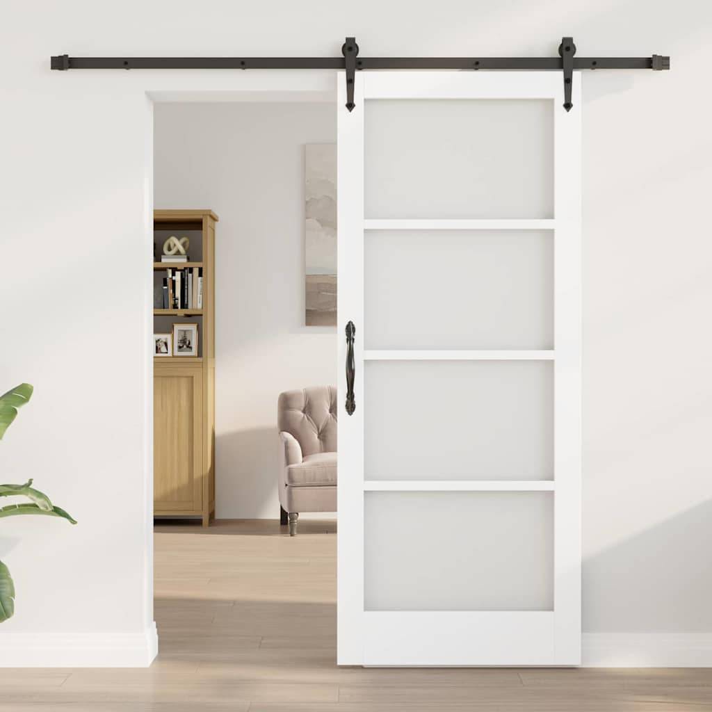 vidaXL Schiebetür ORKDAL Weiß 83 x 202 cm Massivholz Kiefer und Glas