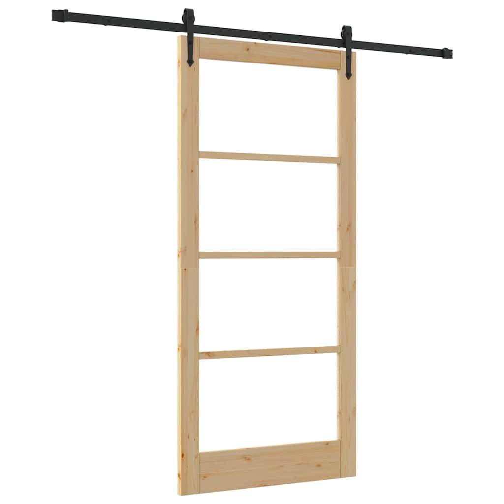 vidaXL Schiebetür ORKDAL Natur 93 x 202 cm Massivholz Kiefer und Glas