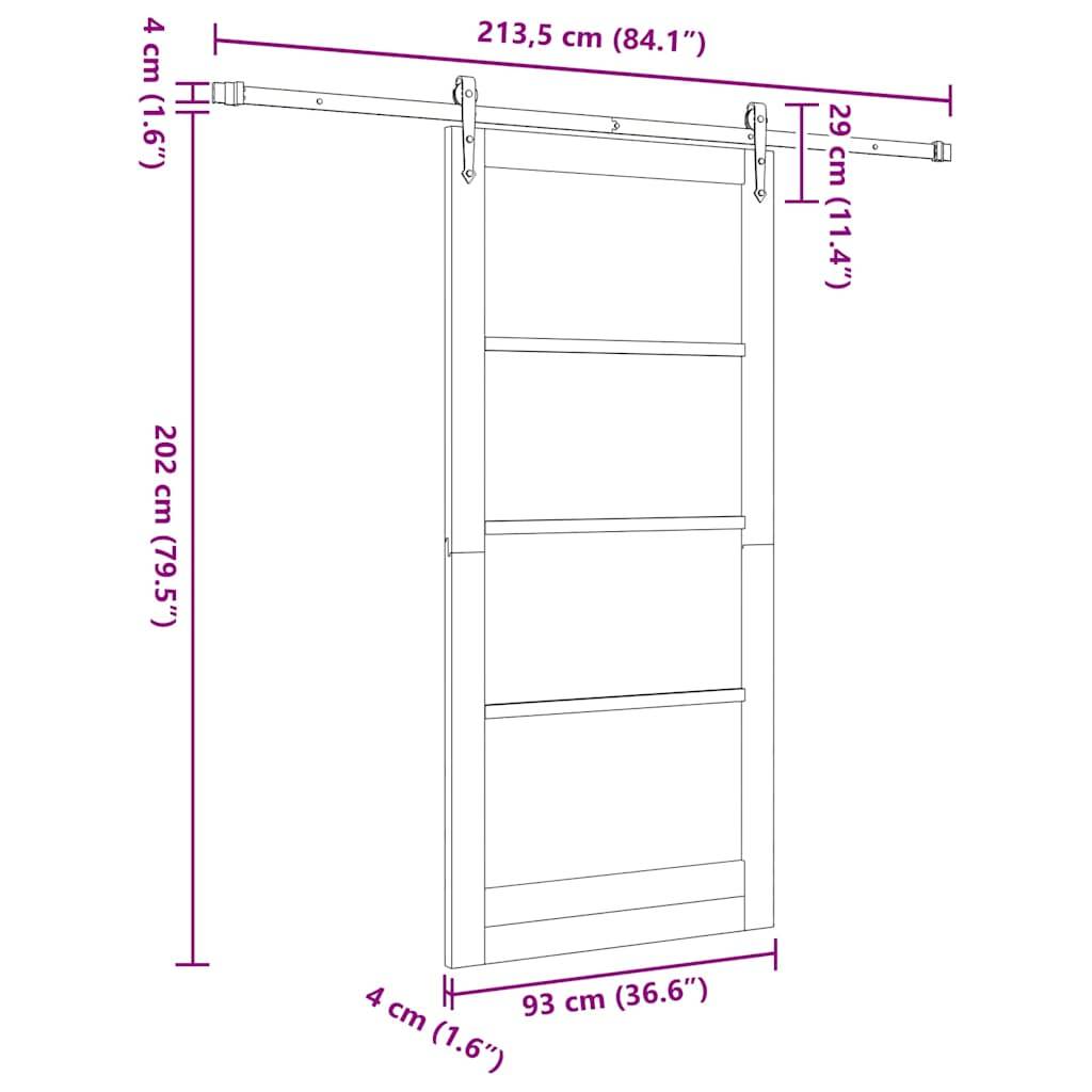 vidaXL Schiebetür ORKDAL Natur 93 x 202 cm Massivholz Kiefer und Glas