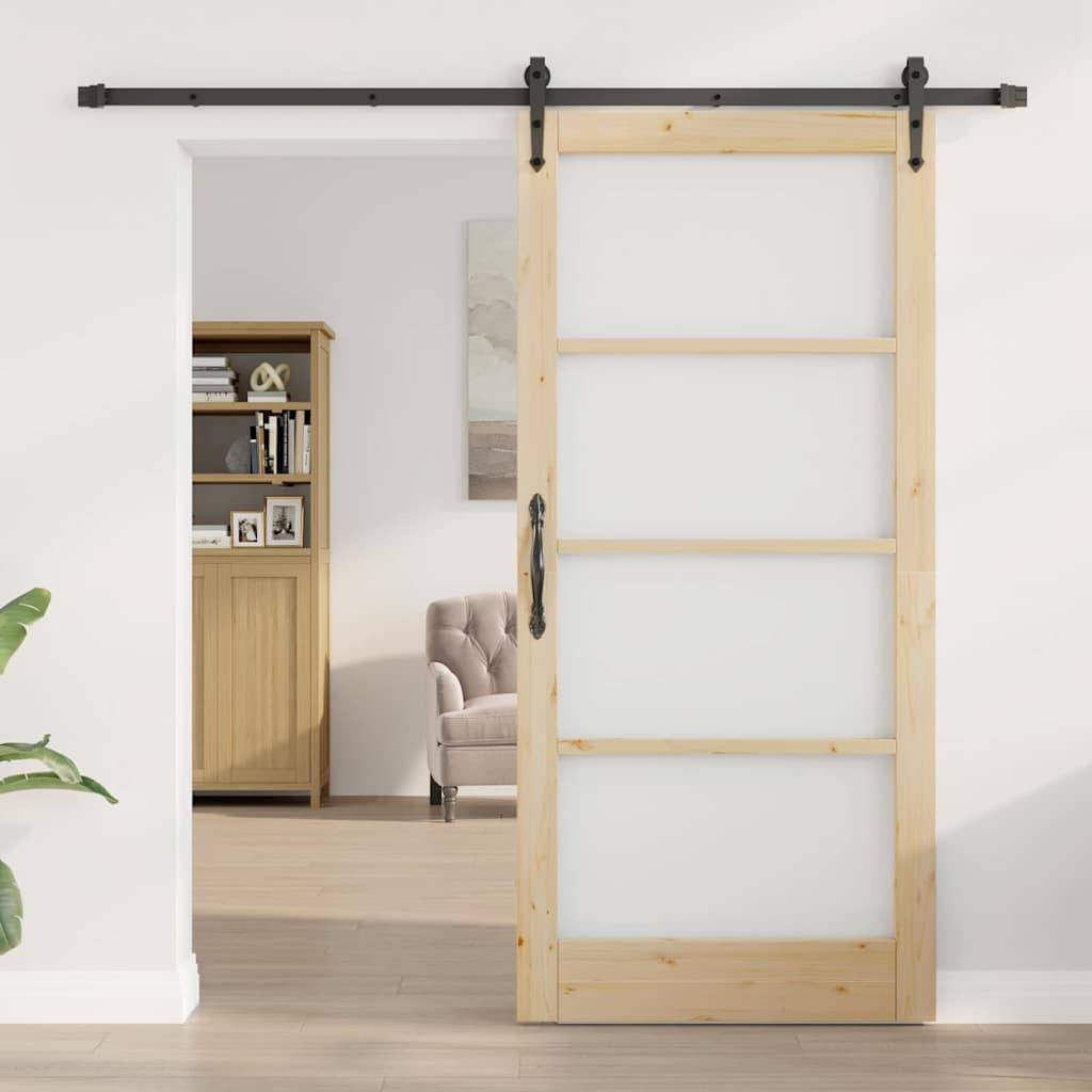 vidaXL Schiebetür ORKDAL Natur 93 x 202 cm Massivholz Kiefer und Glas