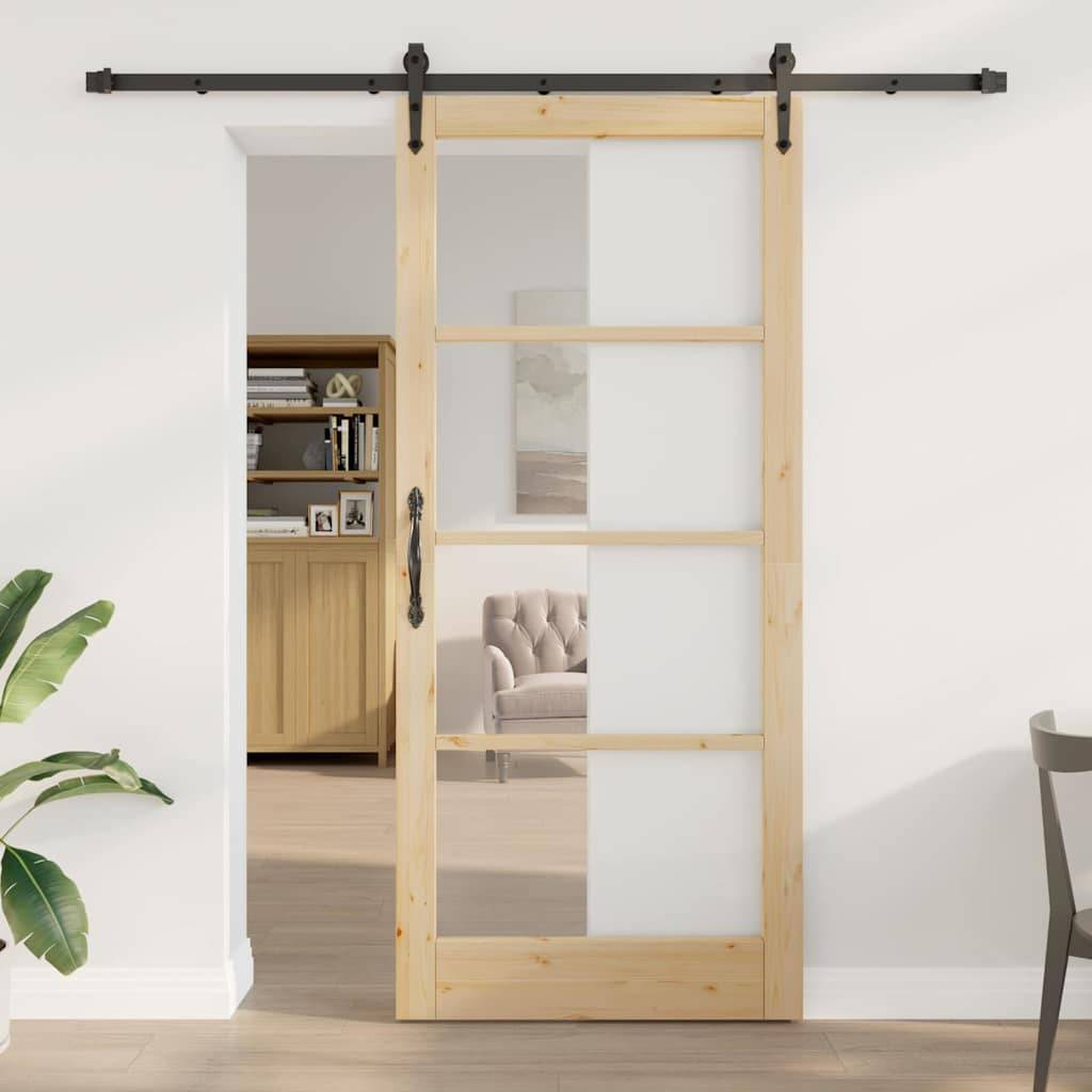 vidaXL Schiebetür ORKDAL Braun 93 x 211 cm Holz und Metall