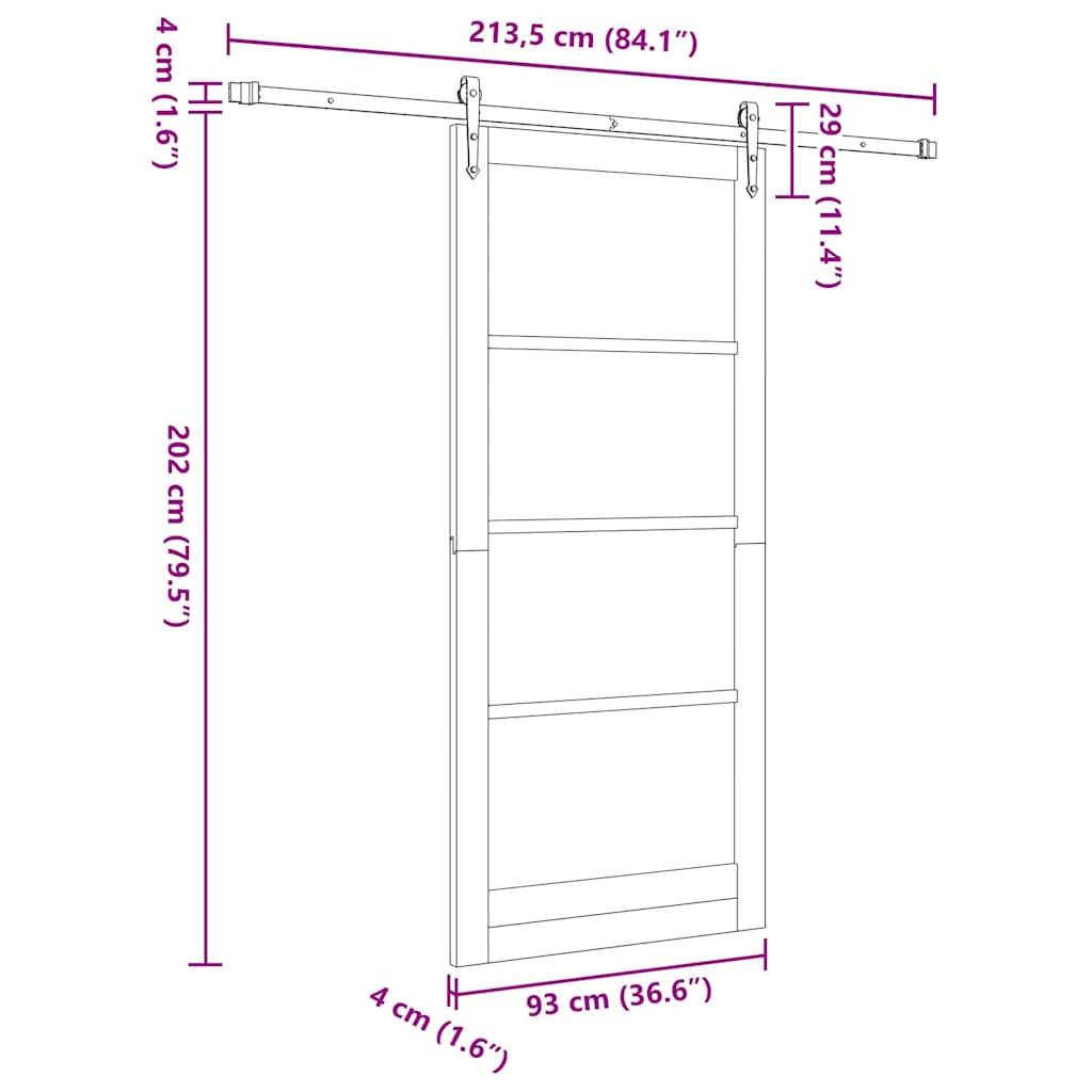 vidaXL Schiebetür ORKDAL Weiß 93 x 211 cm Holz und Metall