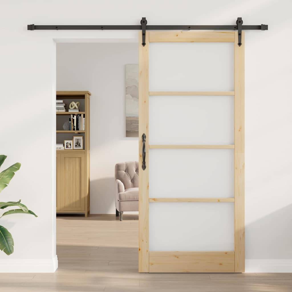 vidaXL Schiebetür ORKDAL Braun 93 x 211 cm Holz und Metall