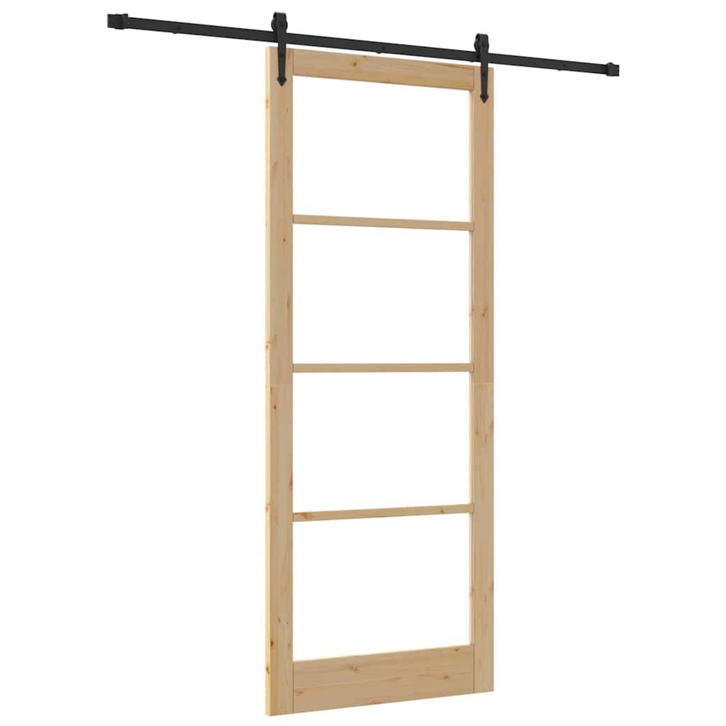 vidaXL Schiebetür ORKDAL Natur 93 x 232 cm Massivholz Kiefer und Glas