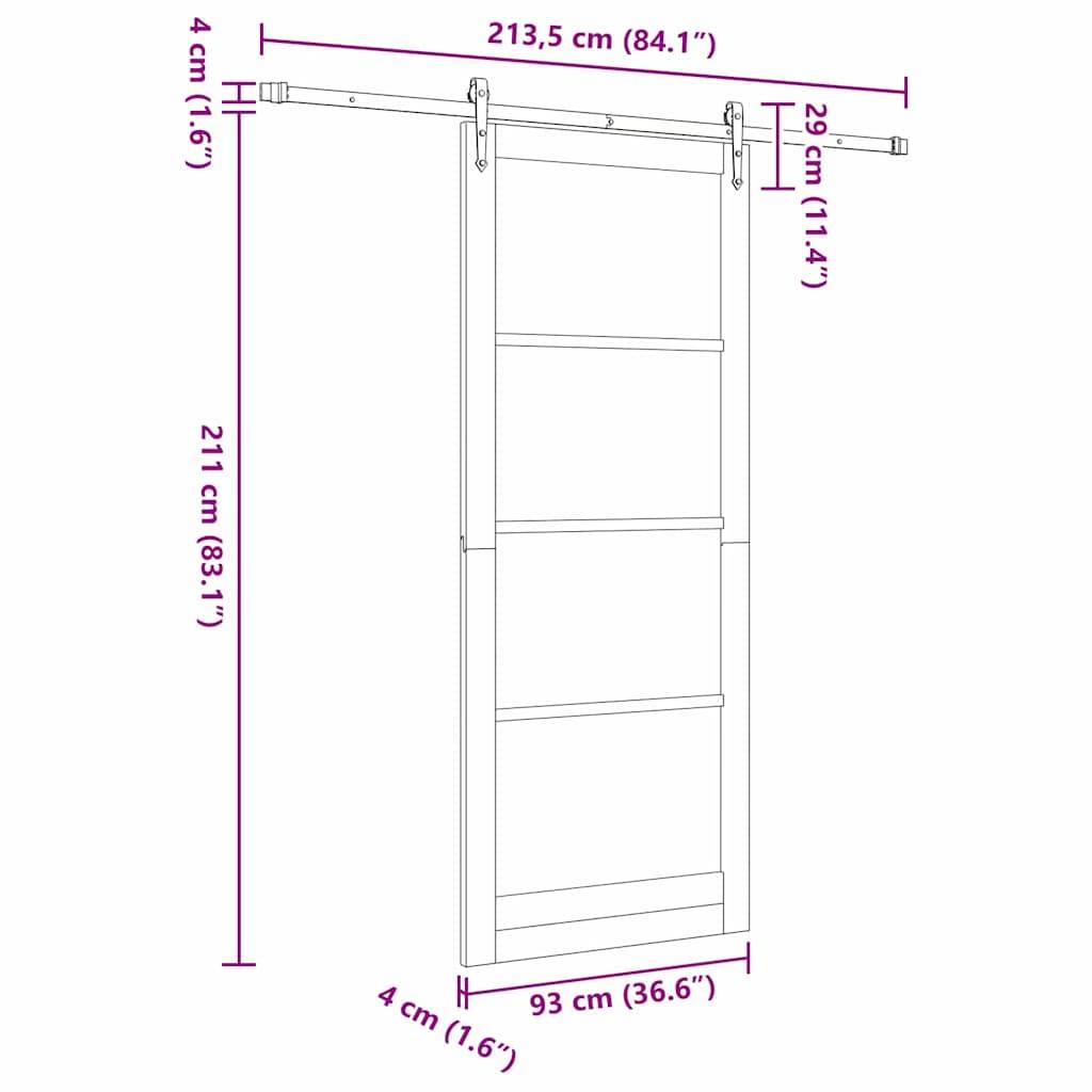 vidaXL Schiebetür ORKDAL Weiß 93 x 232 cm Holz und Metall