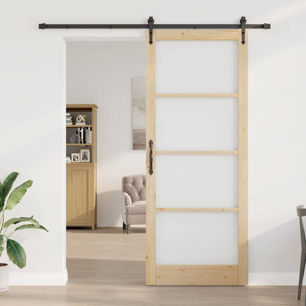 vidaXL Schiebetür ORKDAL Natur 93 x 232 cm Massivholz Kiefer und Glas