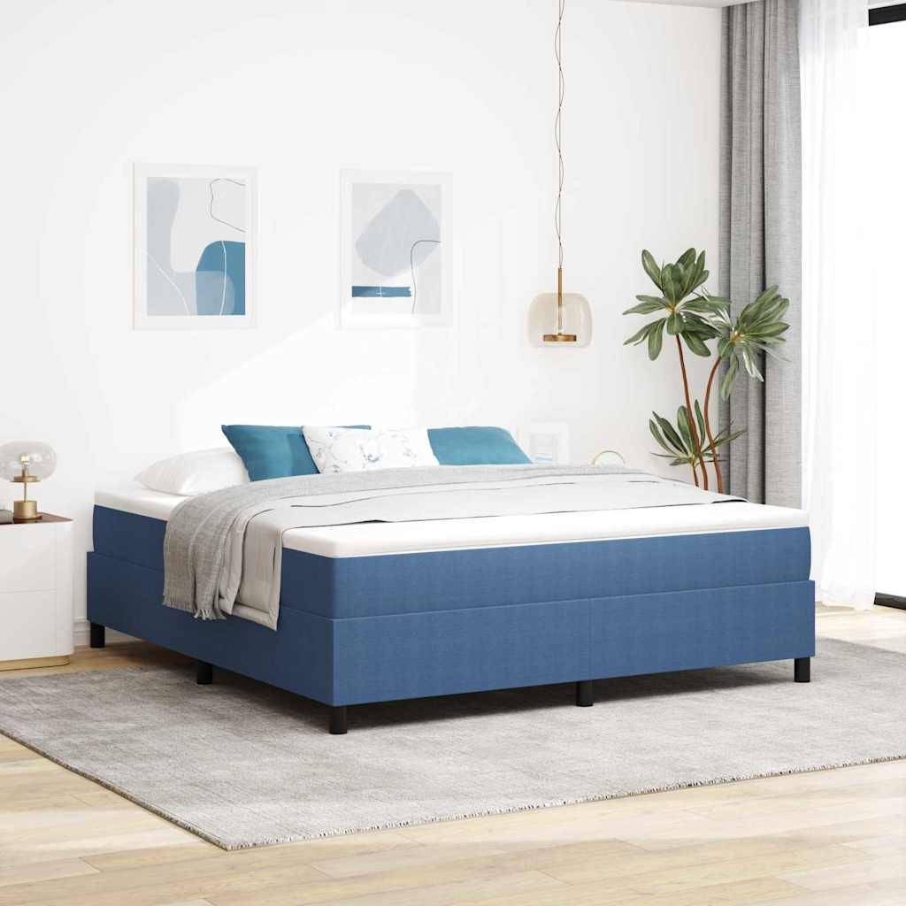 vidaXL Boxspringbett Blau und Weiß 180 x 200 cm Cordstoff