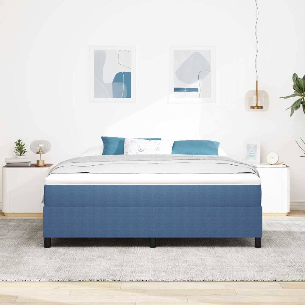 vidaXL Boxspringbett Blau und Weiß 180 x 200 cm Cordstoff