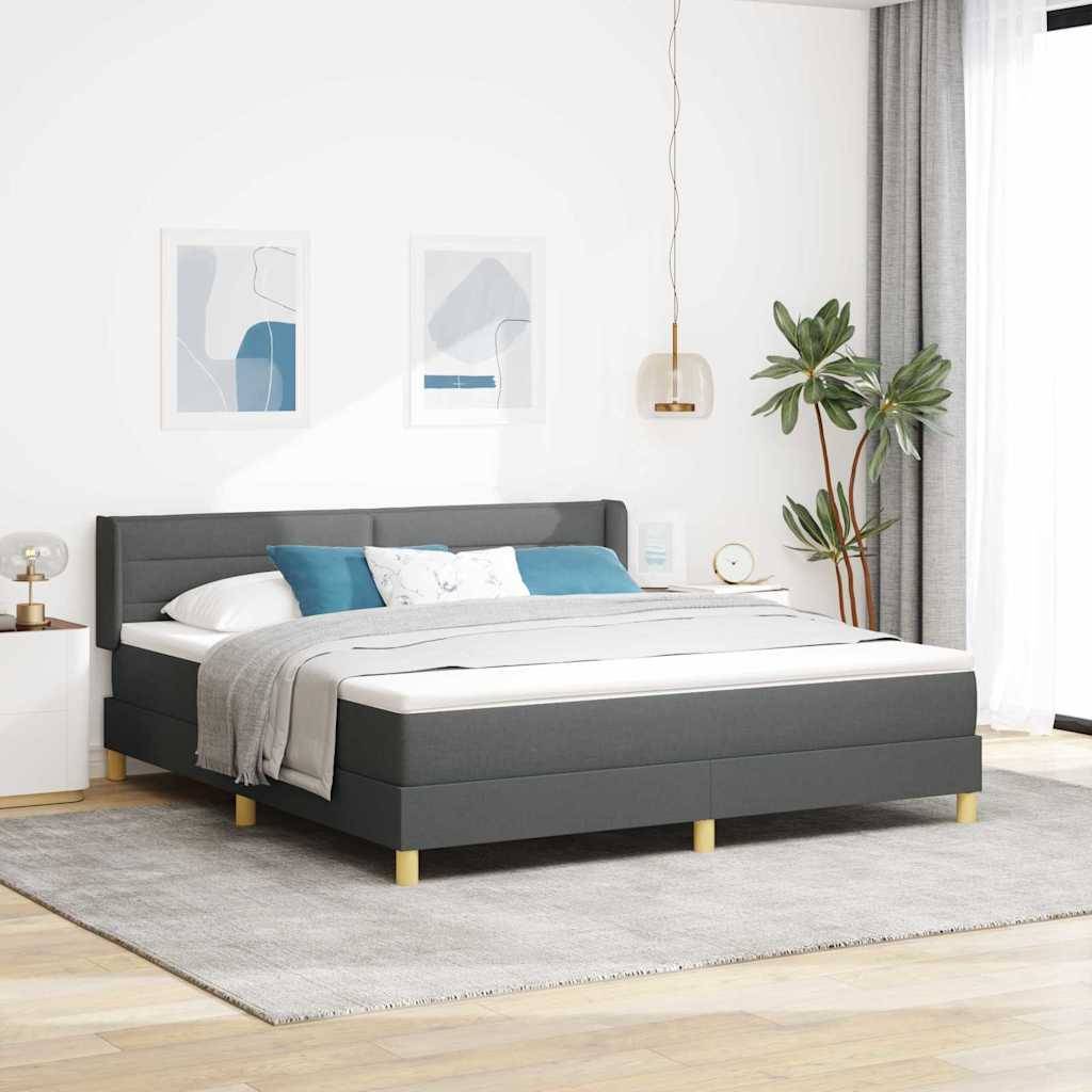 vidaXL Boxspringbett mit Matratze Dunkelgrau 200 x 180 cm Stoff
