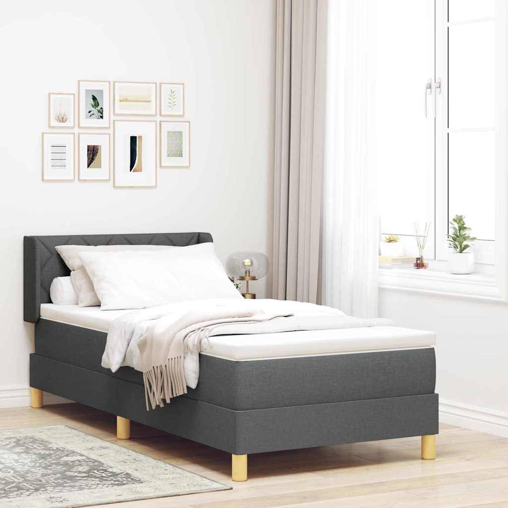 vidaXL Boxspringbett mit Matratze Dunkelgrau 200 x 100 cm Stoff