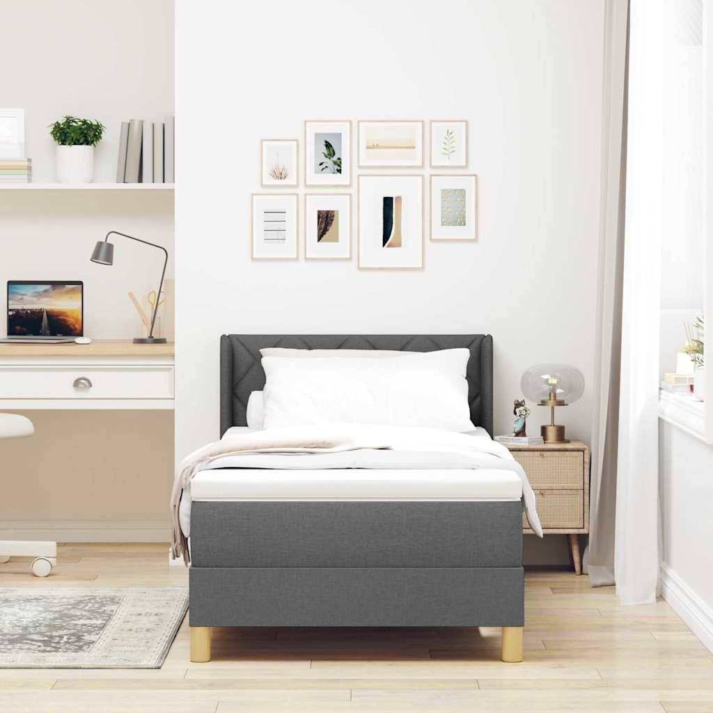 vidaXL Boxspringbett mit Matratze Dunkelgrau 200 x 100 cm Stoff