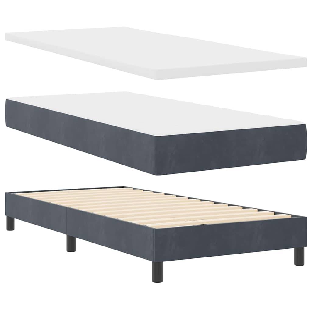 vidaXL Boxspringbett mit Kopfteil Dunkelgrau 200 x 90 cm Samt