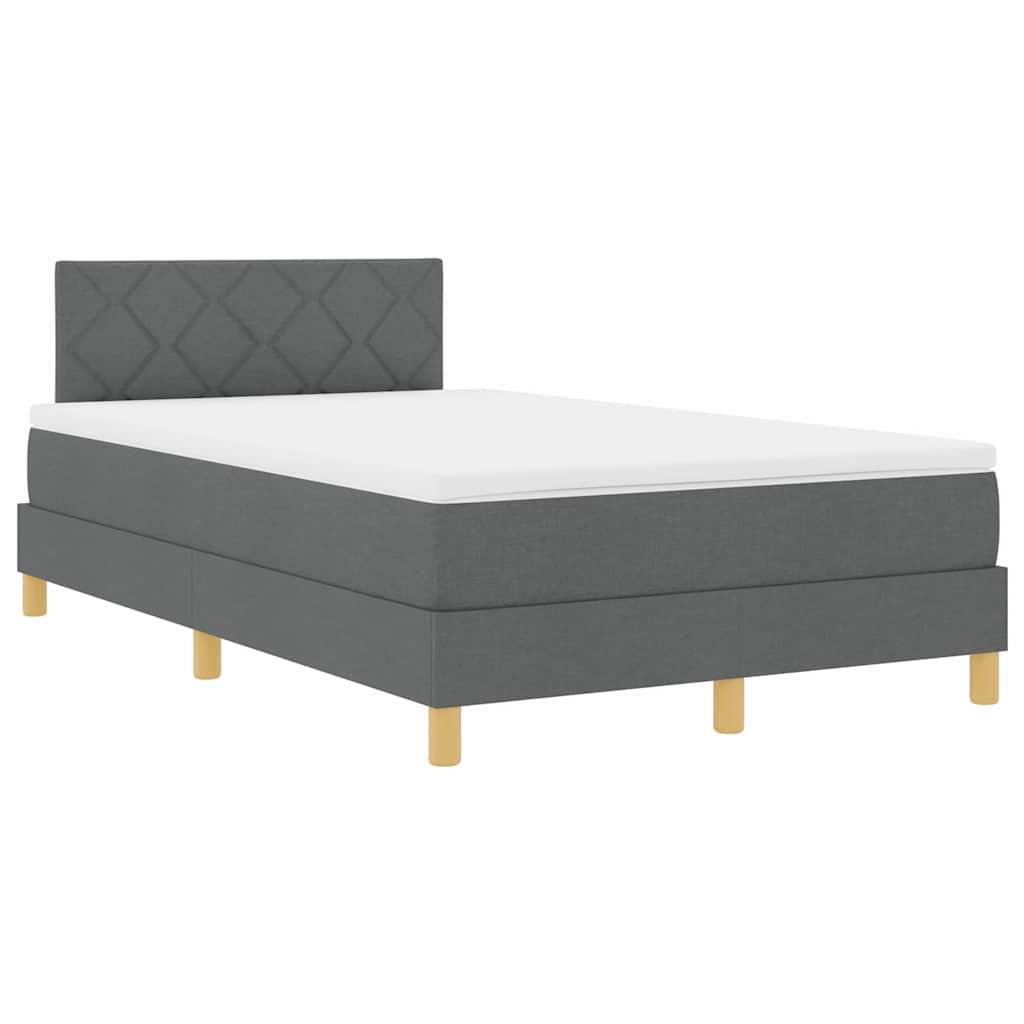 vidaXL LED Boxspringbett mit Kopfteil Dunkelgrau 120 x 200 cm Stoff