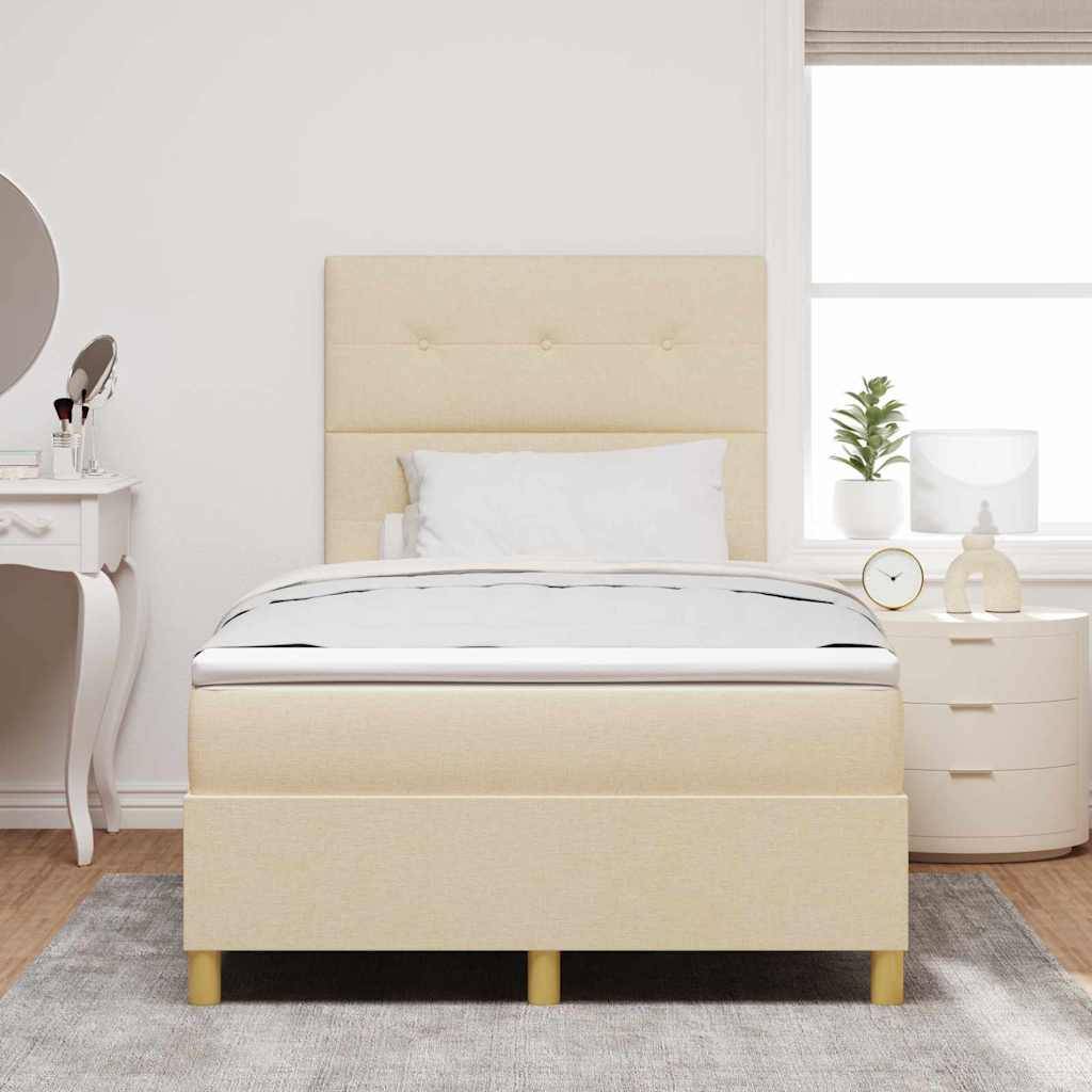 vidaXL LED Boxspringbett mit Kopfteil Creme 120 x 190 cm Stoff