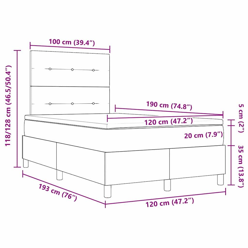 vidaXL Boxspringbett mit LED-Lichtleisten Creme 120 x 190 cm Stoff