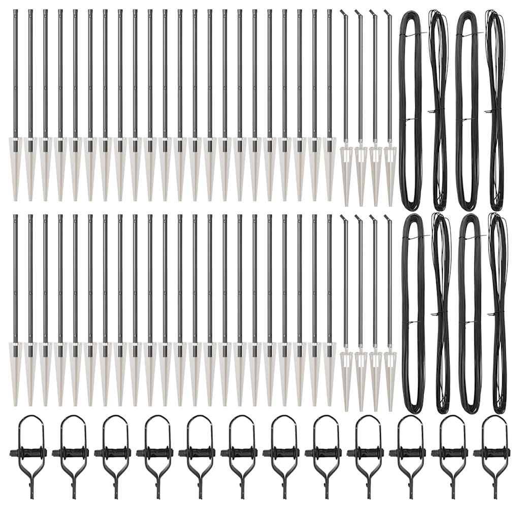 vidaXL Zaunpfosten 52 pcs Grau 3,2 x 3,2 x 145 cm