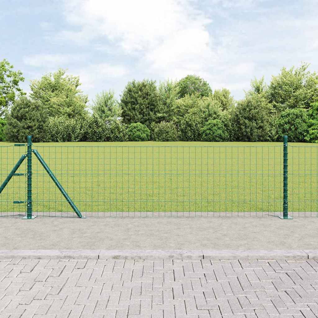 vidaXL Zaun mit Pfosten Grün 0,6 x 25 m Stahl und PVC